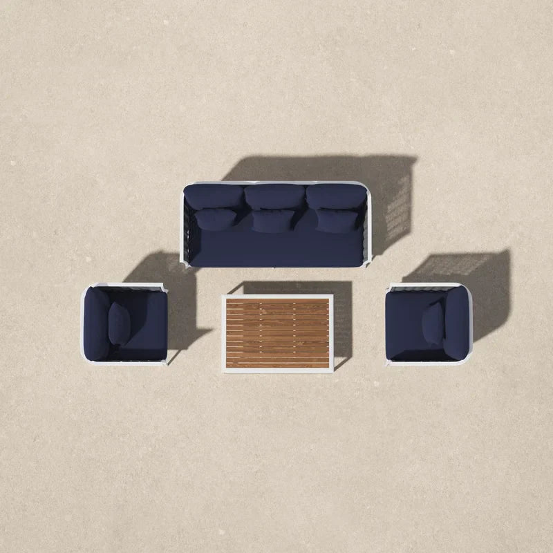 Copy of Slava Outdoor Sofa Set 3 Seater , 2 Single seater and 1 Center Table (Grey + Navy Blue) Braided & Rope