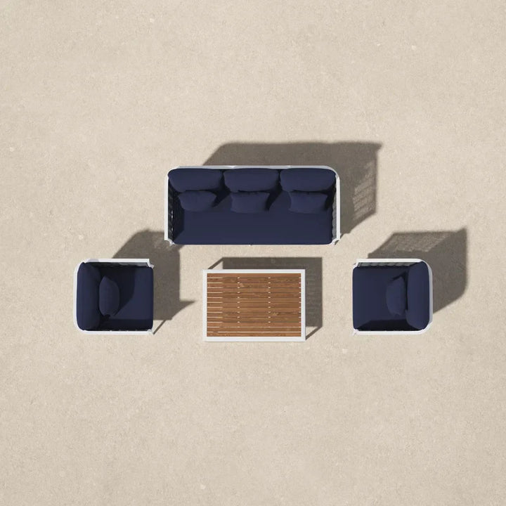 Copy of Slava Outdoor Sofa Set 3 Seater , 2 Single seater and 1 Center Table (Grey + Navy Blue) Braided & Rope