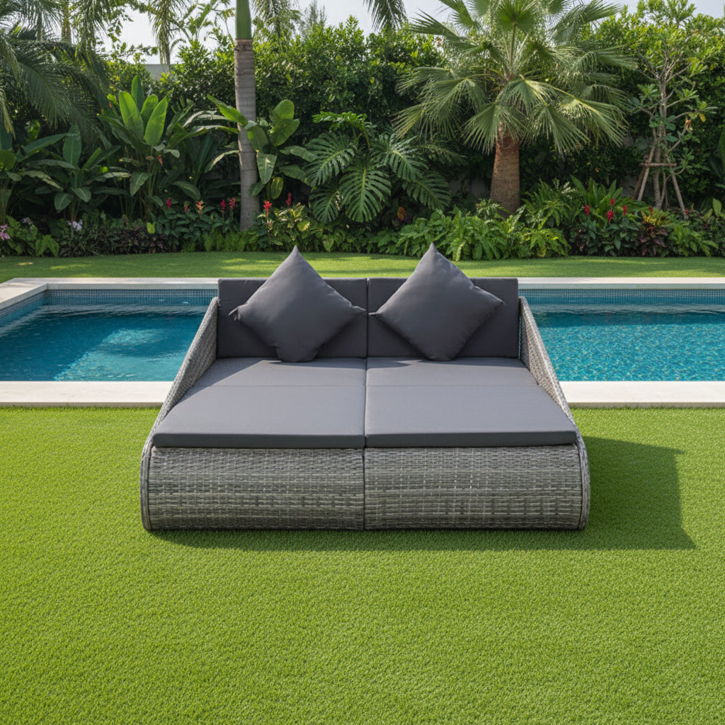 Sylvana Outdoor Poolside Sunbed With Cushion Daybed (Grey)