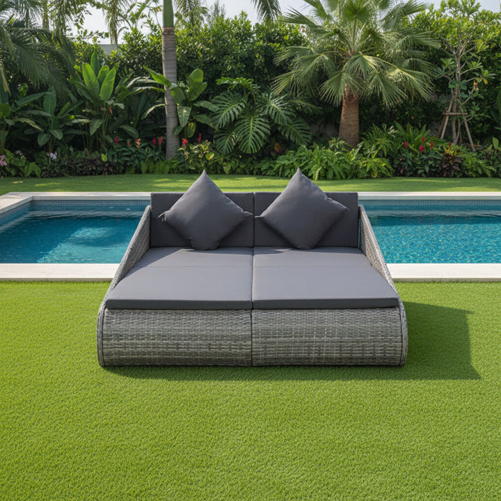 Sylvana Outdoor Poolside Sunbed With Cushion Daybed (Grey)