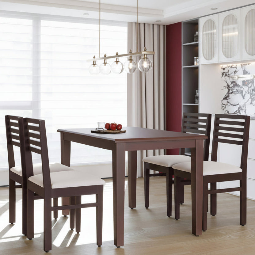 Tam Solid Wood 4 Seater Dining Set with Dining Chair