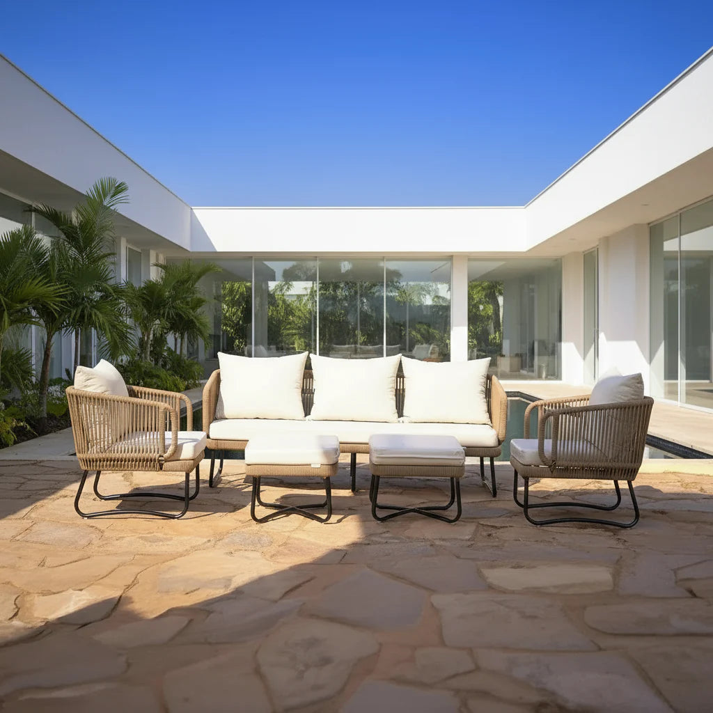 Tao 7 Seater Outdoor Rope Sofa Set with Ottomans