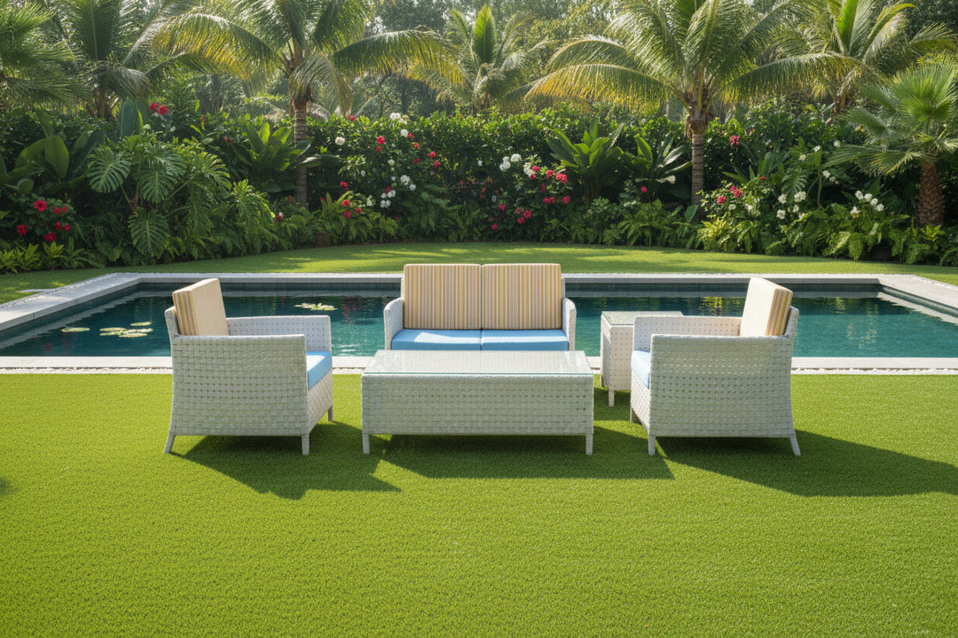 Tecla Outdoor Sofa Set 2 Seater , 2 Single seater and 1 Center Table (Off White)