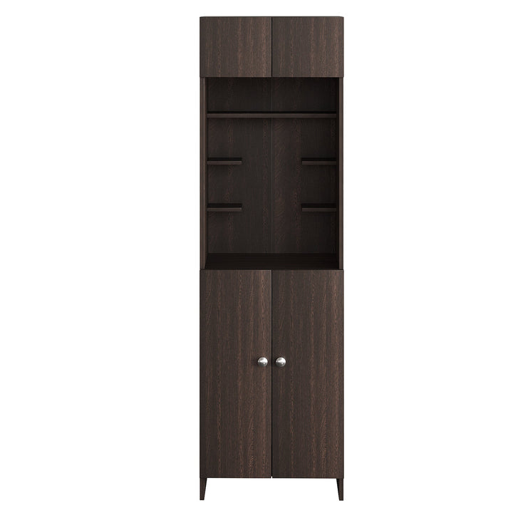 Charvi Pooja Mandir for Home, Modern Temple for Home & Office, Prayer Cabinet Puja Stand Shelf in Wenge Finish