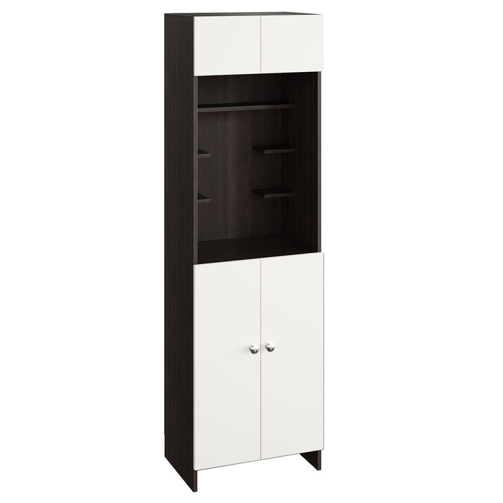 Bhavya Pooja Mandir for Home, Modern Temple for Home & Office, Prayer Cabinet Puja Stand Shelf in Wenge & White Finish