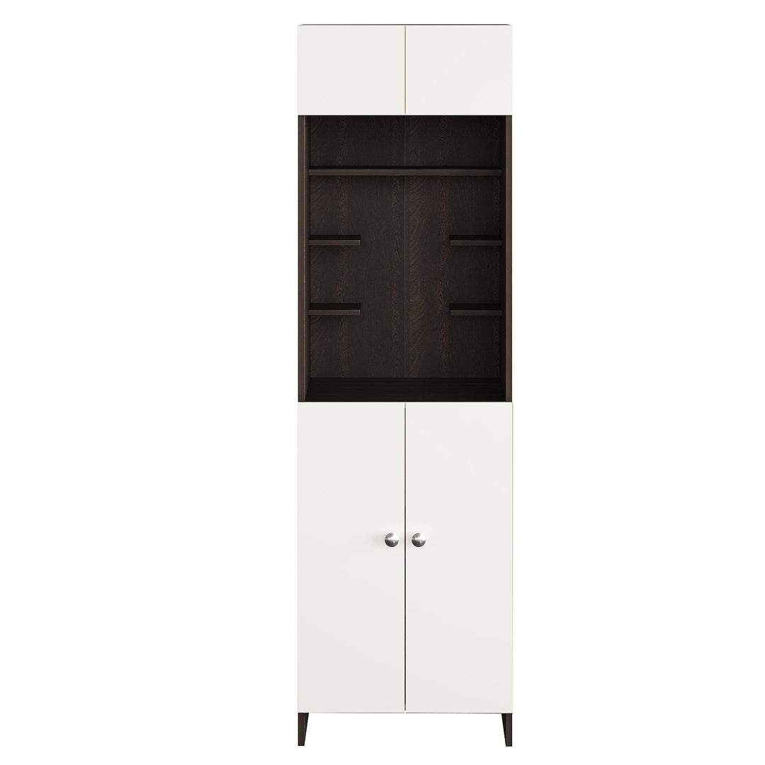 Bhavya Pooja Mandir for Home, Modern Temple for Home & Office, Prayer Cabinet Puja Stand Shelf in Wenge & White Finish