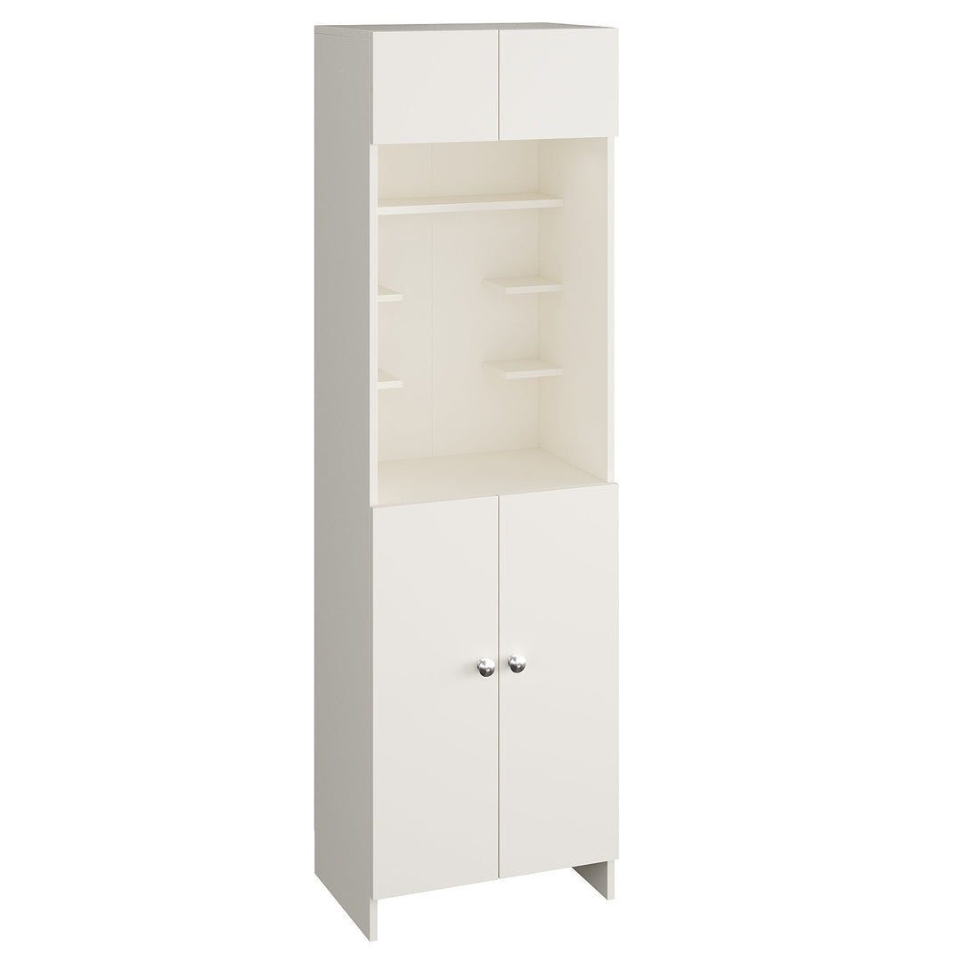 Divya Pooja Mandir for Home, Modern Temple for Home & Office, Payer Cabinet Puja Stand Shelf in White Finish