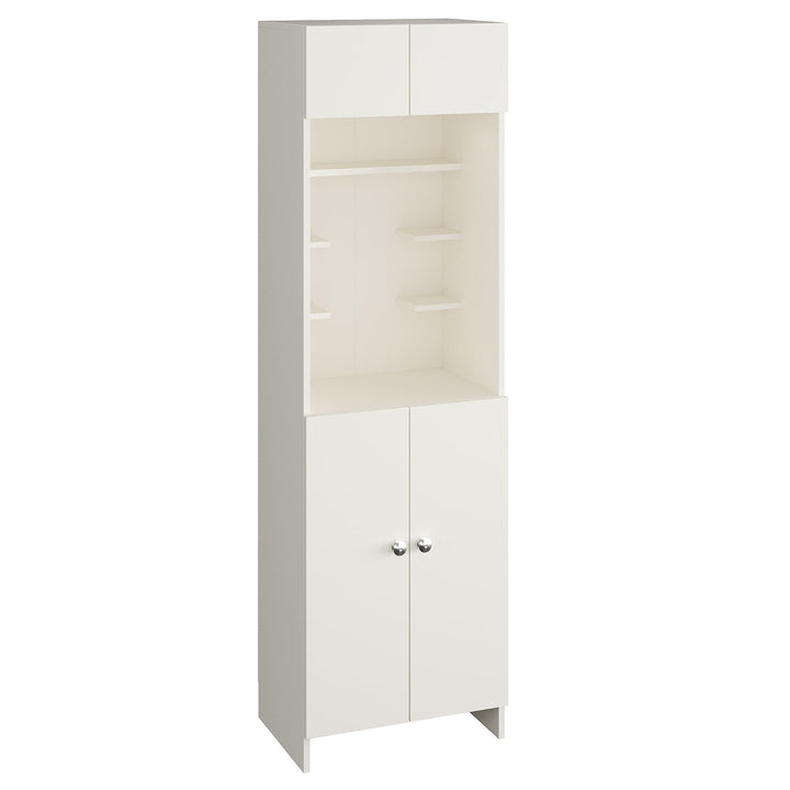 Divya Pooja Mandir for Home, Modern Temple for Home & Office, Payer Cabinet Puja Stand Shelf in White Finish