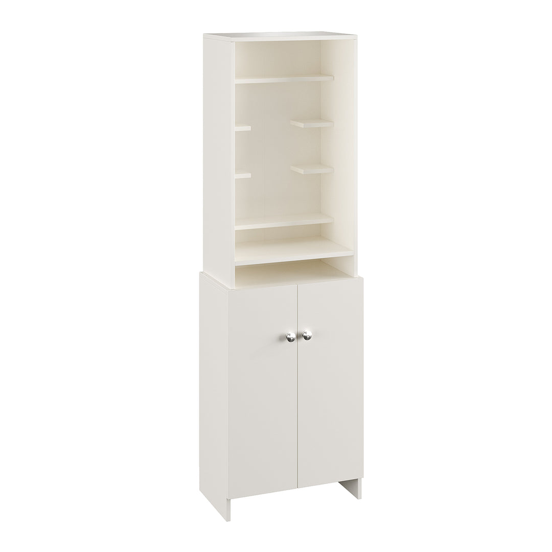 Aanya Pooja Mandir for Home, Modern Temple for Home & Office, Prayer Cabinet Puja Stand Shelf in White Finish