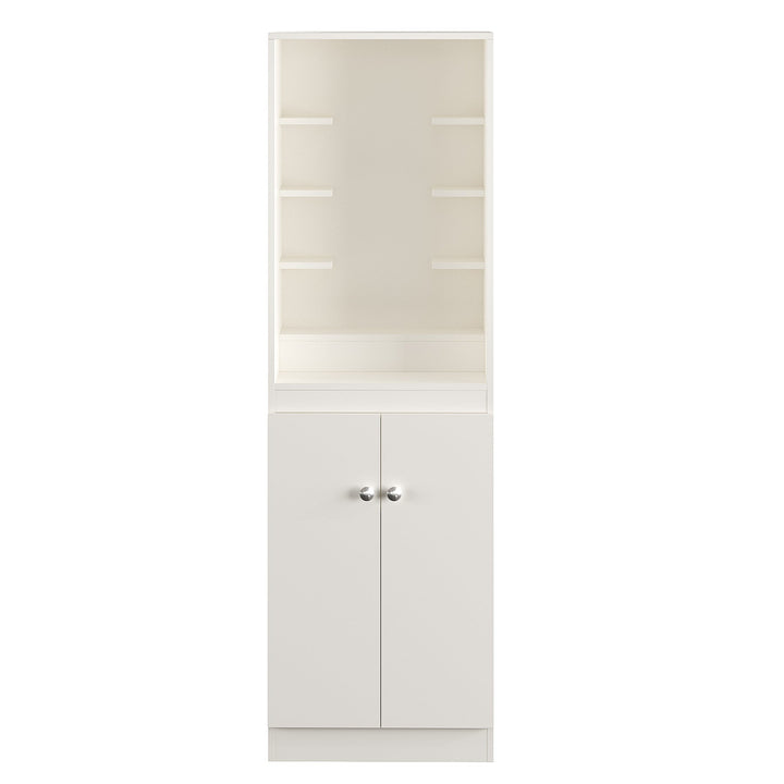 Aisha Pooja Mandir for Home, Modern Temple for Home & Office, Prayer Cabinet Puja Stand Shelf in White Finishj