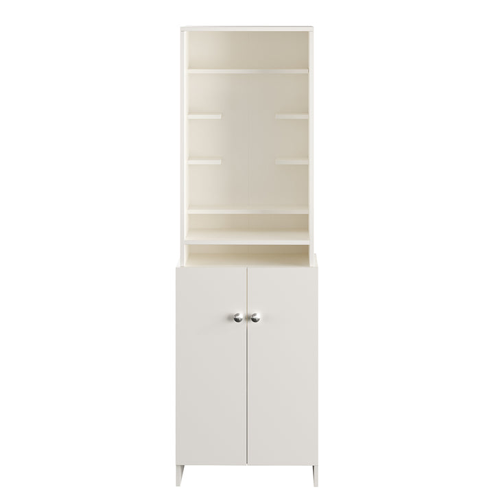 Aanya Pooja Mandir for Home, Modern Temple for Home & Office, Prayer Cabinet Puja Stand Shelf in White Finish
