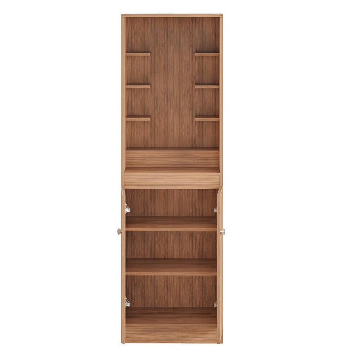 Tanya Pooja Mandir for Home, Modern Temple for Home & Office, Prayer Cabinet Puja Stand Shelf in Exotic Teak Finish