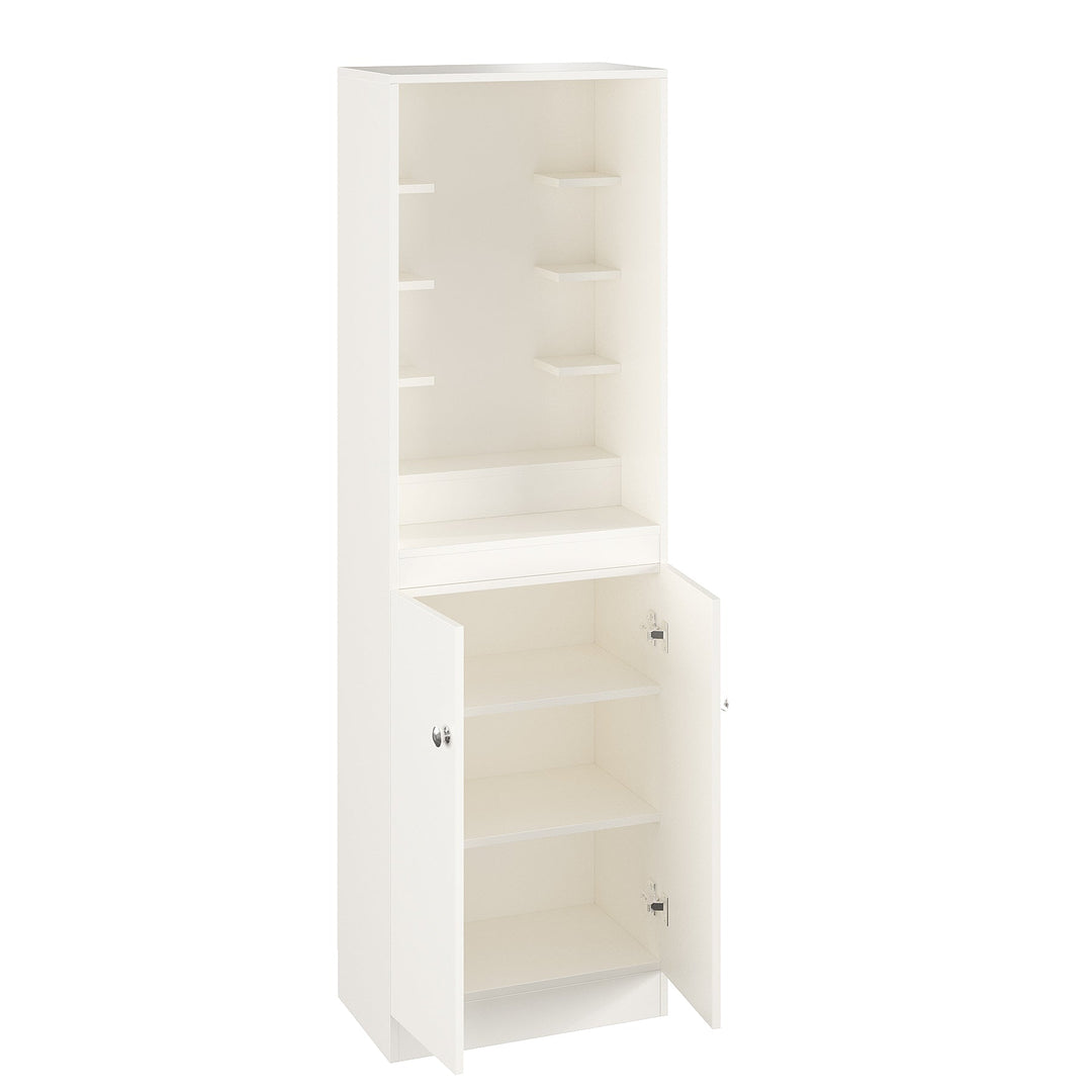 Aisha Pooja Mandir for Home, Modern Temple for Home & Office, Prayer Cabinet Puja Stand Shelf in White Finishj
