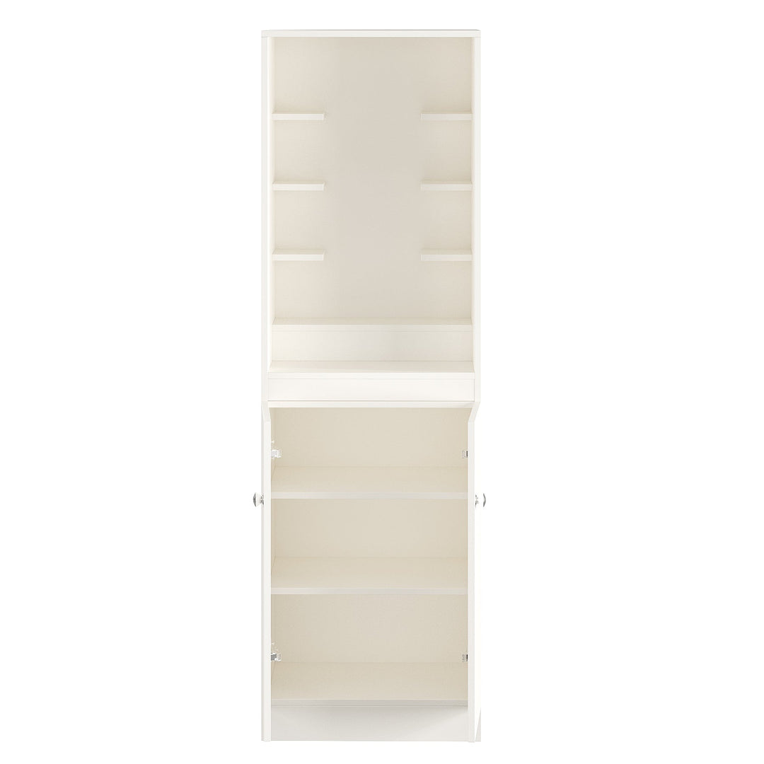 Aisha Pooja Mandir for Home, Modern Temple for Home & Office, Prayer Cabinet Puja Stand Shelf in White Finishj