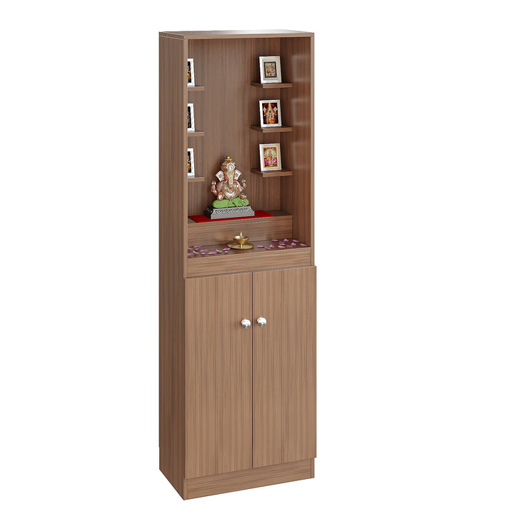 Tanya Pooja Mandir for Home, Modern Temple for Home & Office, Prayer Cabinet Puja Stand Shelf in Exotic Teak Finish