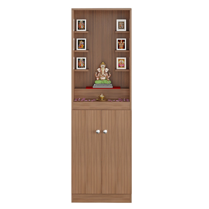 Tanya Pooja Mandir for Home, Modern Temple for Home & Office, Prayer Cabinet Puja Stand Shelf in Exotic Teak Finish