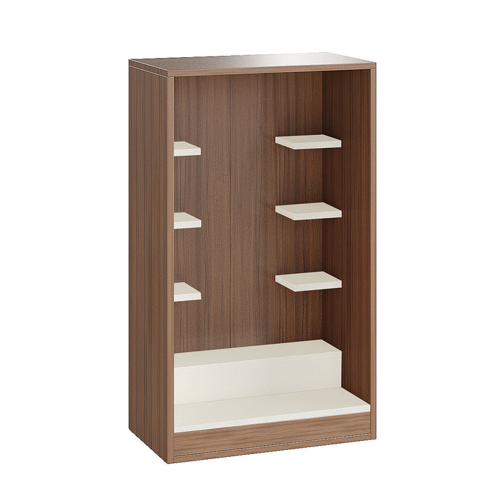 Anika Wall Mounted Home Temple for Living Room  Exotic Teak & White Finish