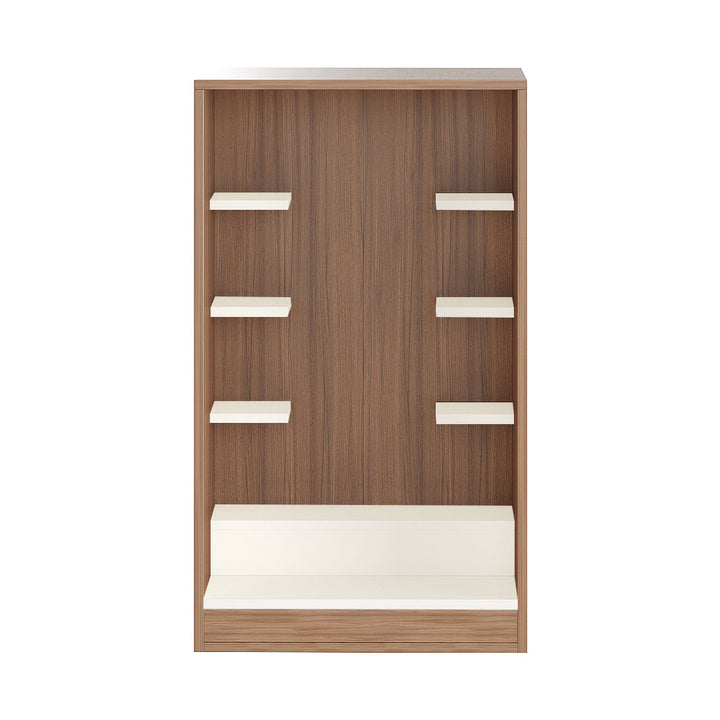 Anika Wall Mounted Home Temple for Living Room  Exotic Teak & White Finish