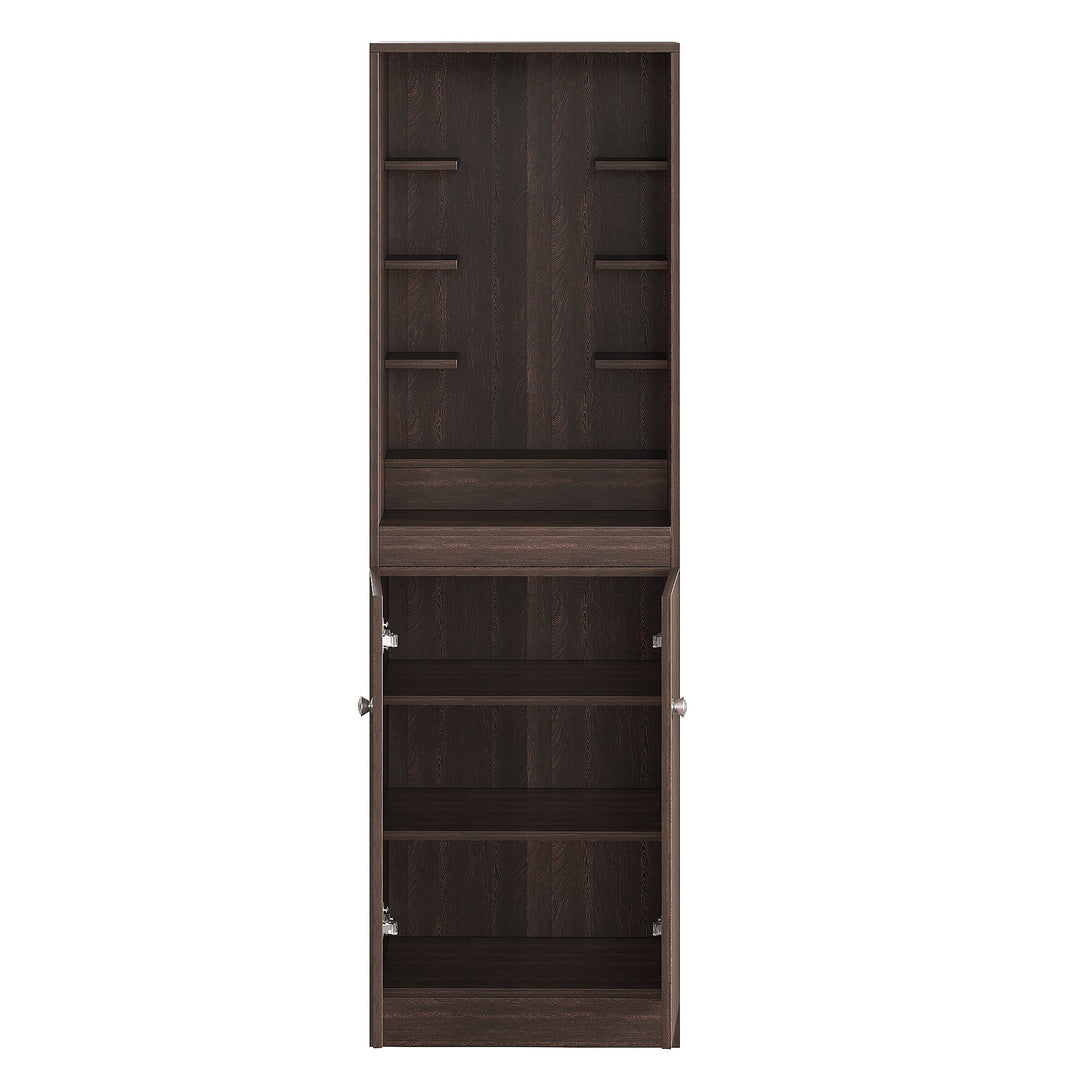Riya Pooja Mandir for Home, Modern Temple for Home & Office, Prayer Cabinet Puja Stand Shelf in Wenge Finish