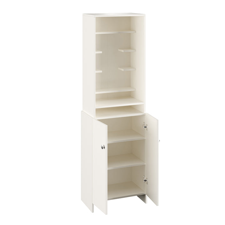 Aanya Pooja Mandir for Home, Modern Temple for Home & Office, Prayer Cabinet Puja Stand Shelf in White Finish
