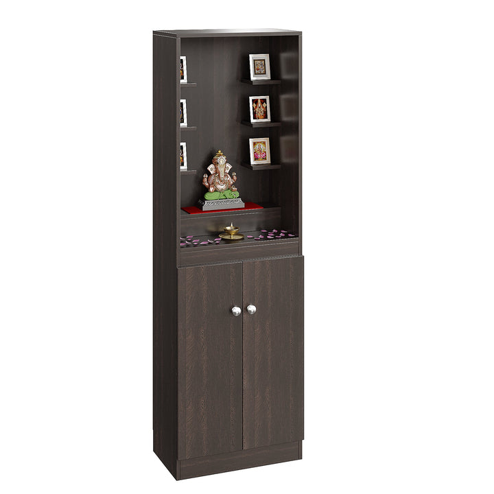 Riya Pooja Mandir for Home, Modern Temple for Home & Office, Prayer Cabinet Puja Stand Shelf in Wenge Finish