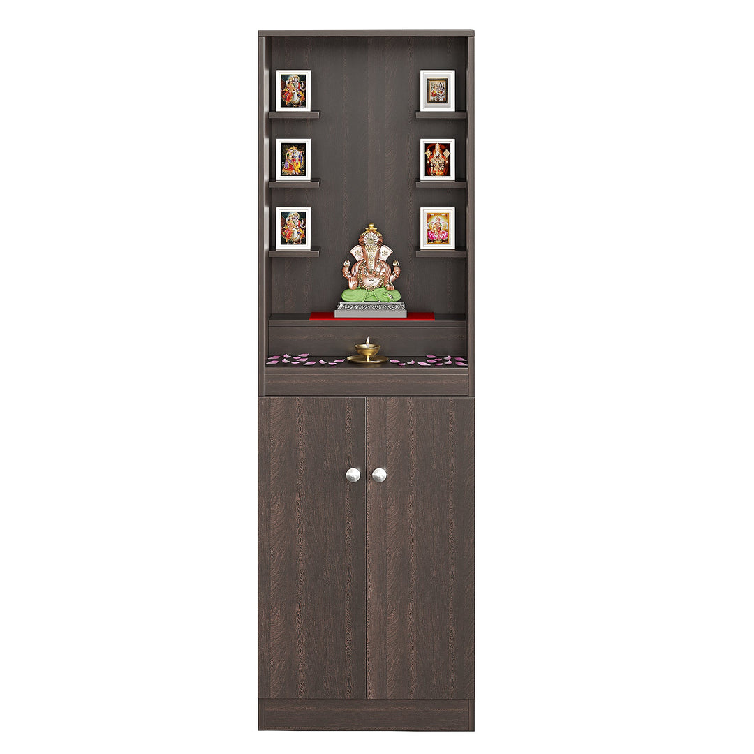 Riya Pooja Mandir for Home, Modern Temple for Home & Office, Prayer Cabinet Puja Stand Shelf in Wenge Finish