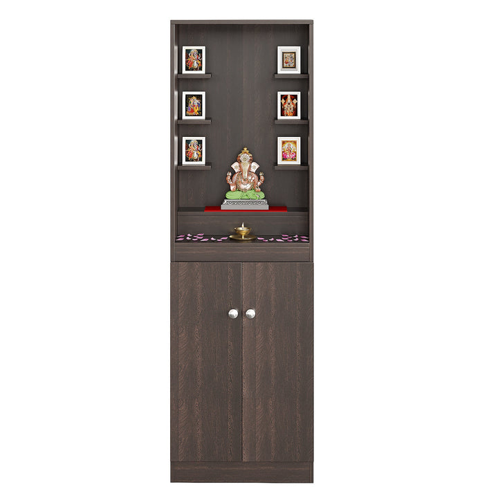 Riya Pooja Mandir for Home, Modern Temple for Home & Office, Prayer Cabinet Puja Stand Shelf in Wenge Finish