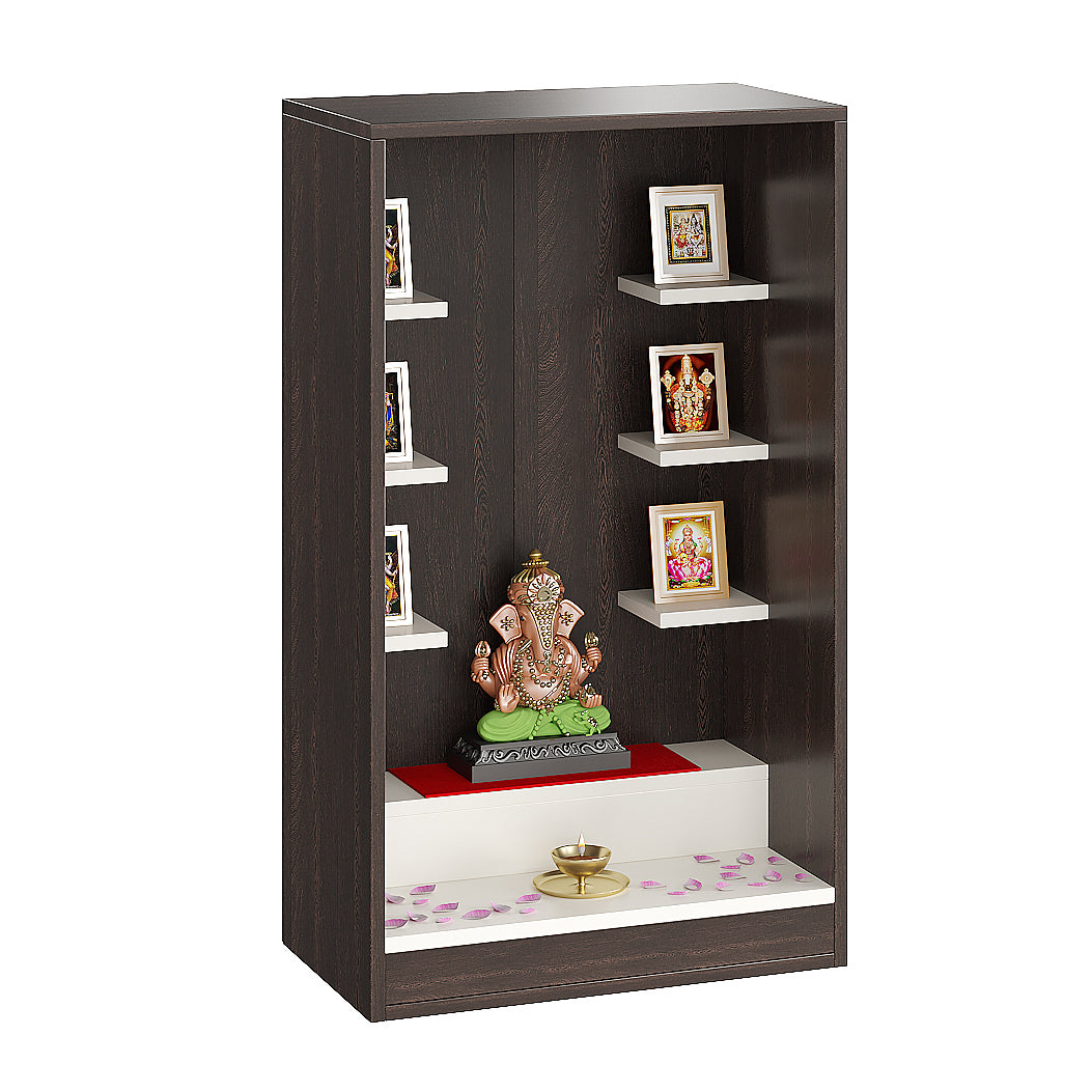 Anika Wall Mounted Home Temple for Living Room Wenge & White Finish