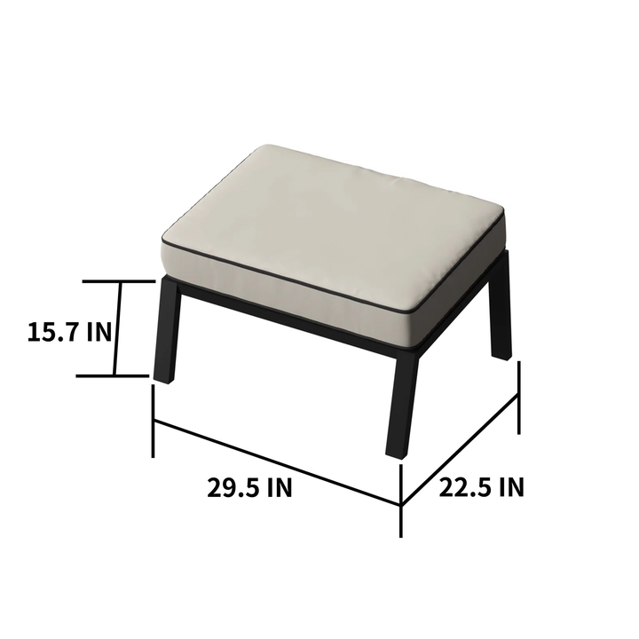 Archie Outdoor Patio Seating Set 2 Chairs 2 Ottoman and Table Set (Cream)