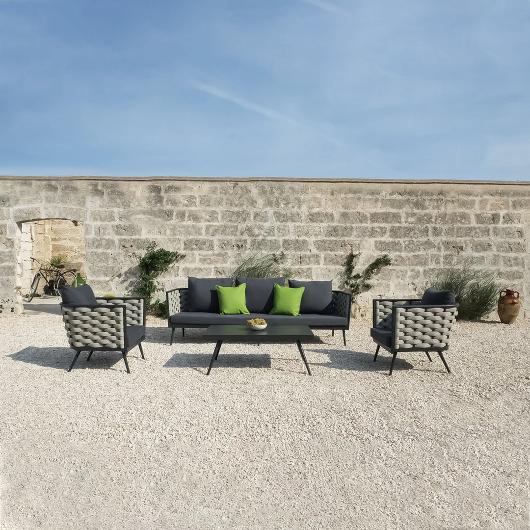 Amando Outdoor Sofa Set 3 Seater , 2 Single seater and 1 Center Table Braided & Rope