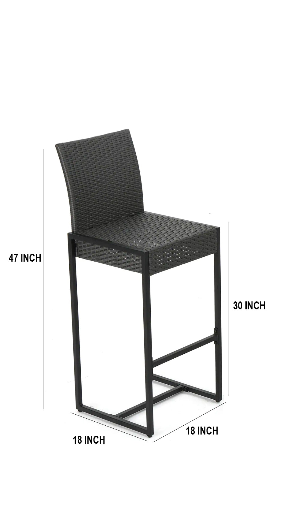 Agnese Outdoor Patio Bar Chair 4 Chairs For Balcony (Grey)