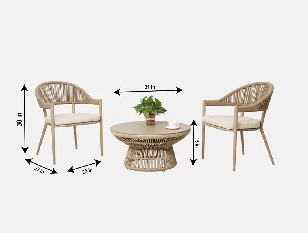 Propel Outdoor Patio Seating Set 2 Chairs and 1 Table Set (Beige)