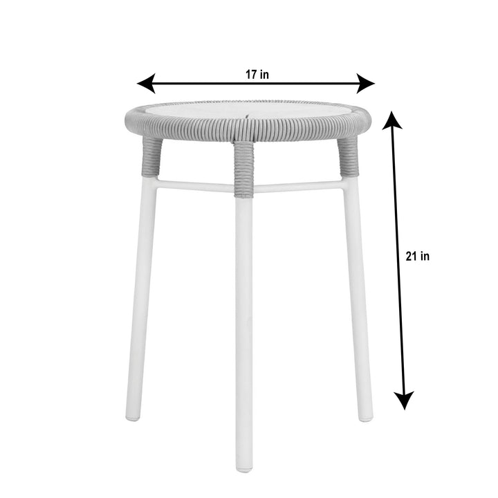 Scry Outdoor Patio Seating Set 2 Chairs and 1 Table Set (Silver + White) Braided & Rope