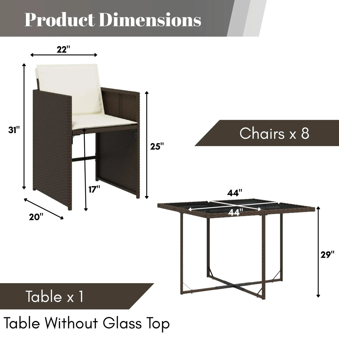 Marit Outdoor Rattan Wicker Dinning Set 9-Piece