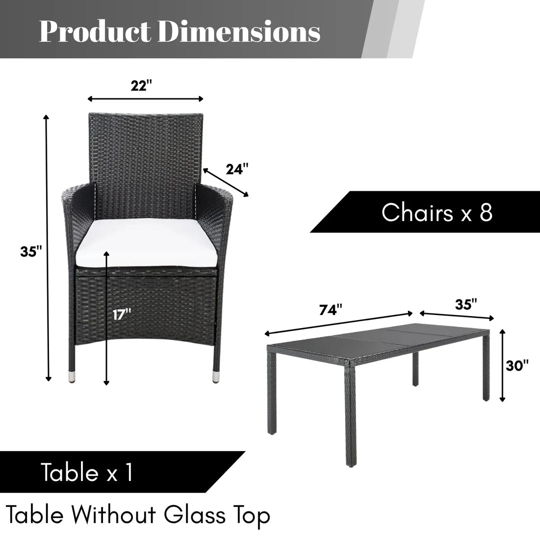 Zinnia 9-Piece Outdoor Rattan Wicker Dinning Table Set