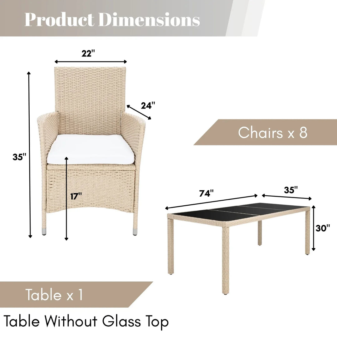 Bongiwe 9-Piece Outdoor Rattan Wicker Dinning Table Set