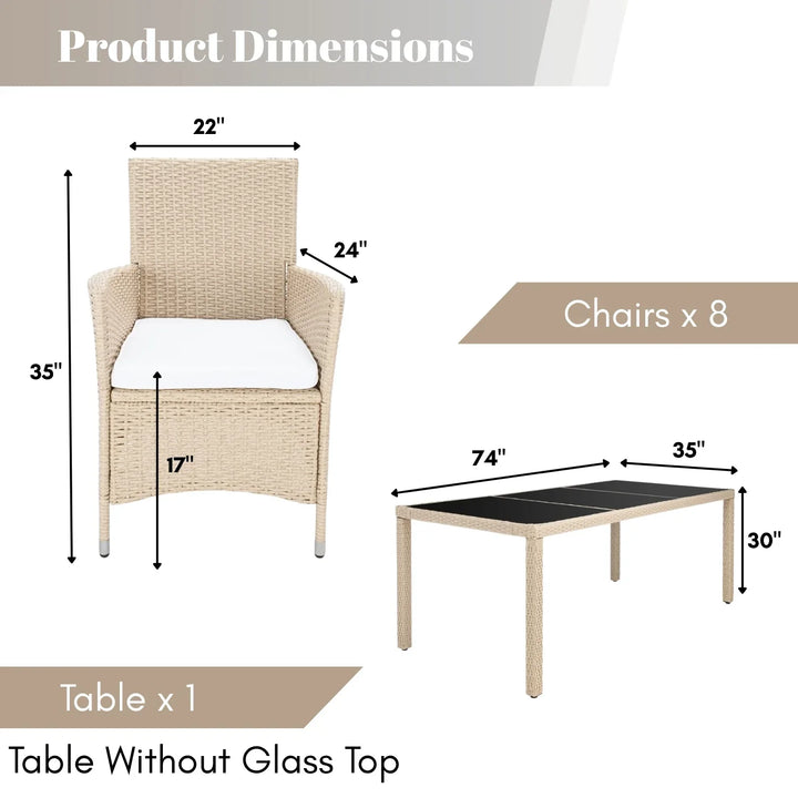 Bongiwe 9-Piece Outdoor Rattan Wicker Dinning Table Set