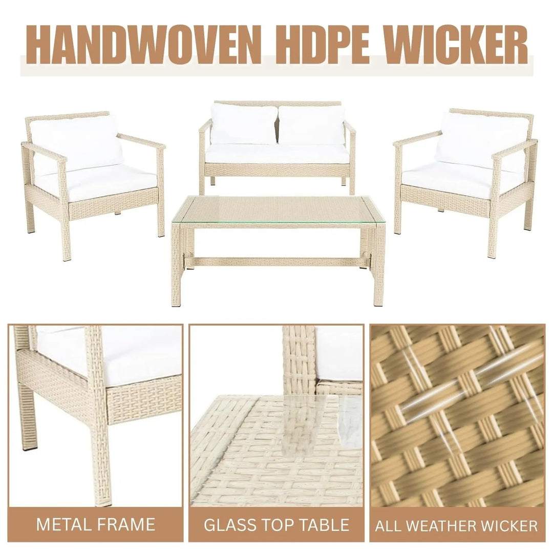 Stella 4 Pieces Patio Furniture Set, Outdoor Sectional Sofa