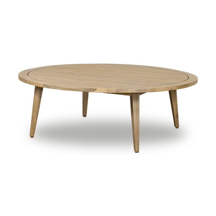 Aisha Outdoor Rounded Solid Wood Coffee Table