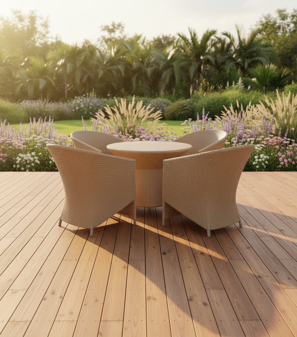 Vava Outdoor Patio Seating Set 4 Chairs and 1 Table Set (Cream)