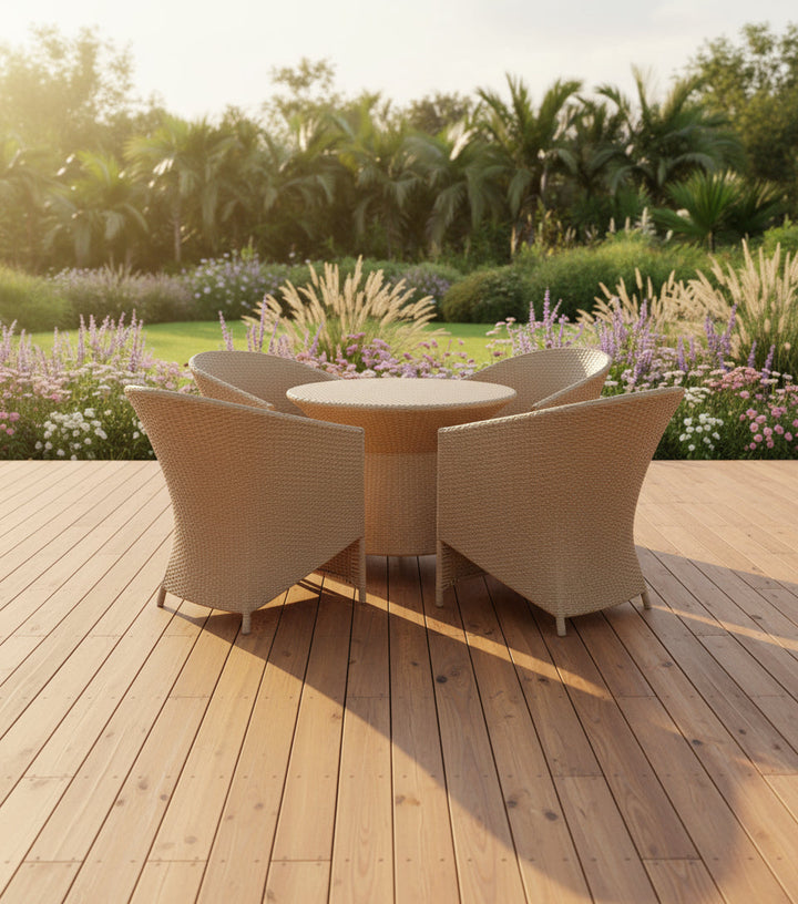 Vava Outdoor Patio Seating Set 4 Chairs and 1 Table Set (Cream)