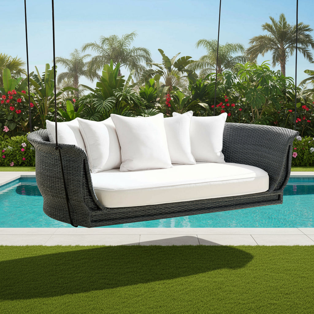 Vibe Three Seater Hanging Swing Without Stand For Balcony , Garden Swing (Dark Grey)