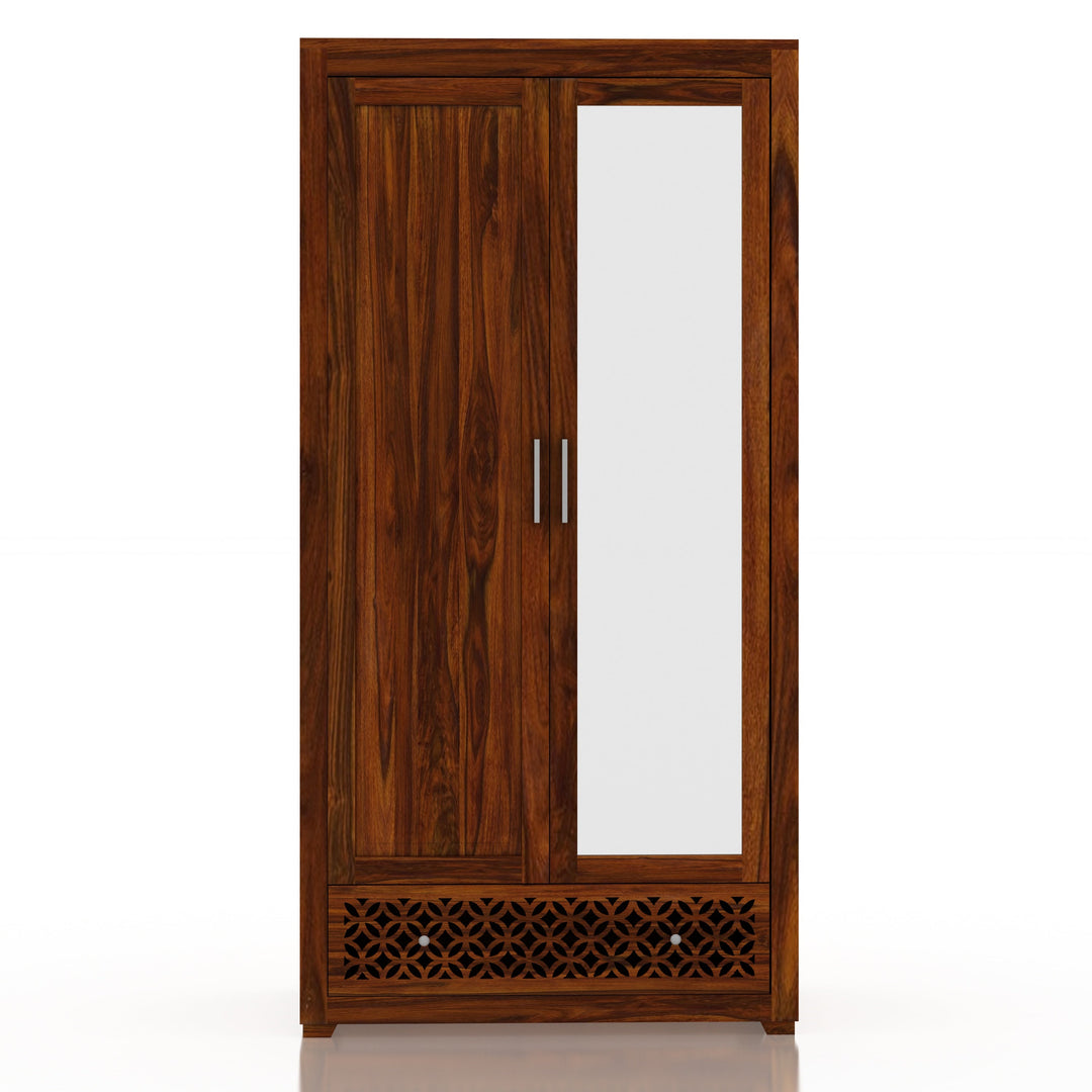 Pilar Jodhpur Solid Sheesham Wood with One Side Mirror Wardrobe
