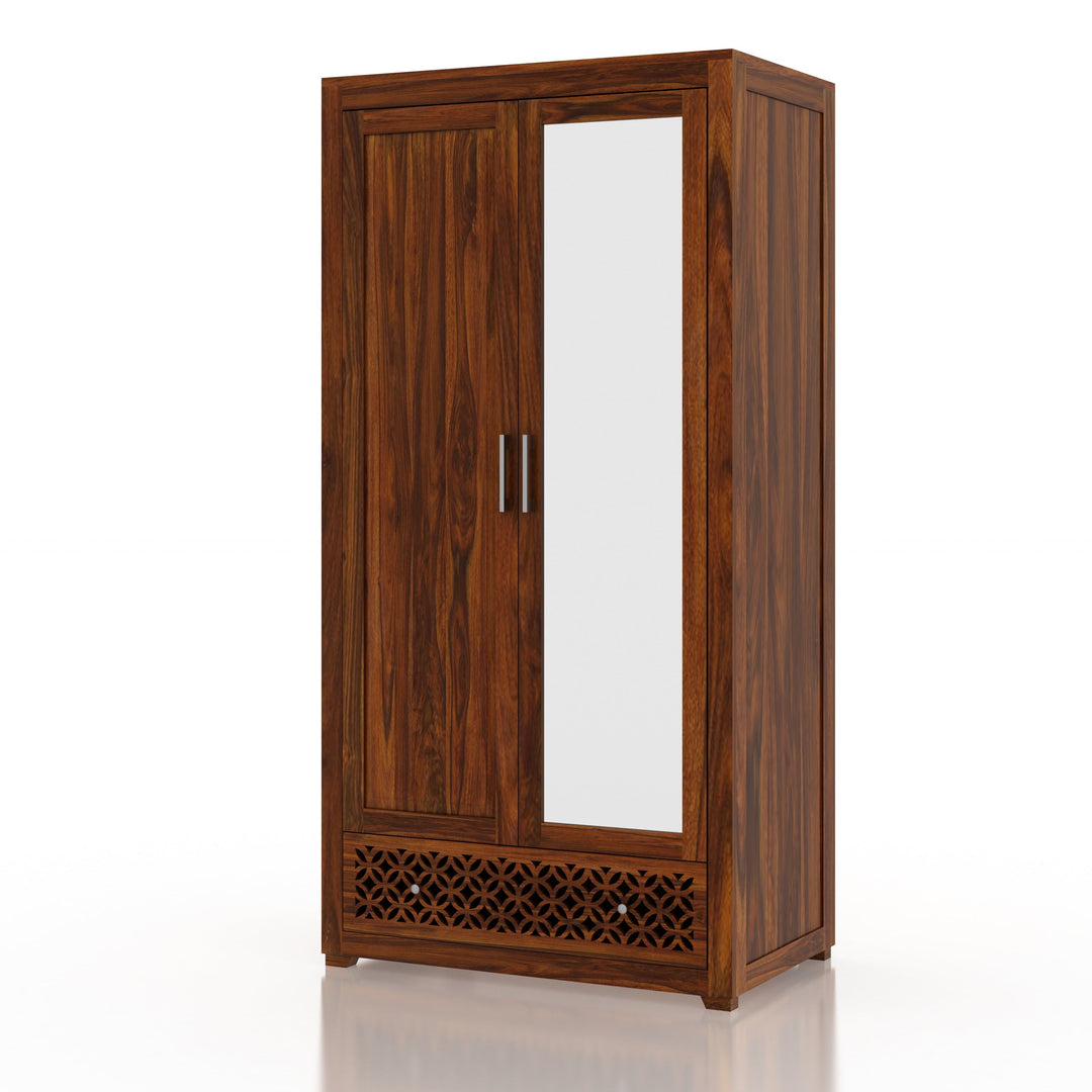 Pilar Jodhpur Solid Sheesham Wood with One Side Mirror Wardrobe