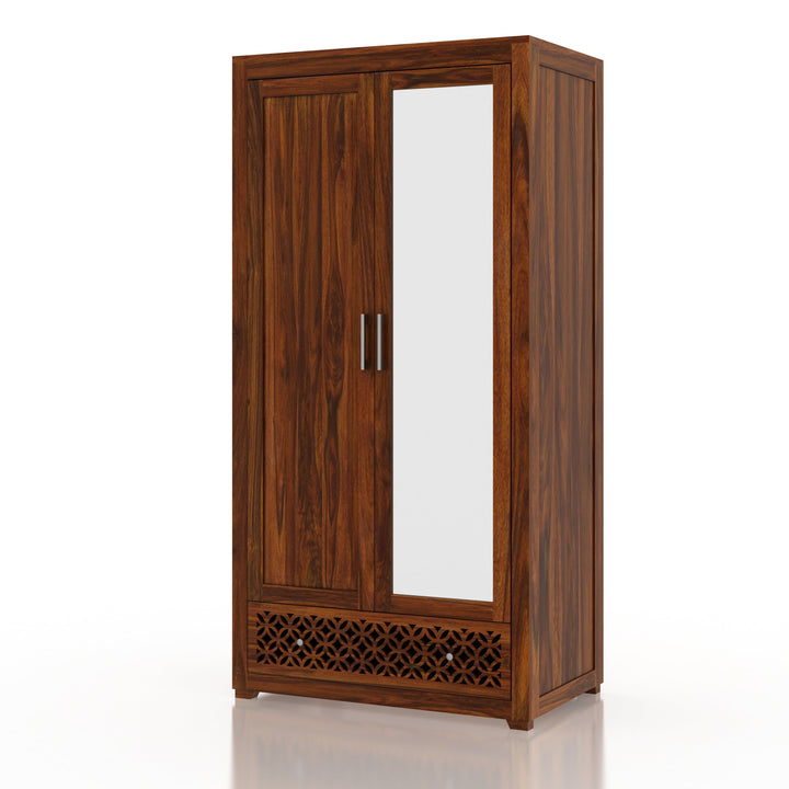 Pilar Jodhpur Solid Sheesham Wood with One Side Mirror Wardrobe