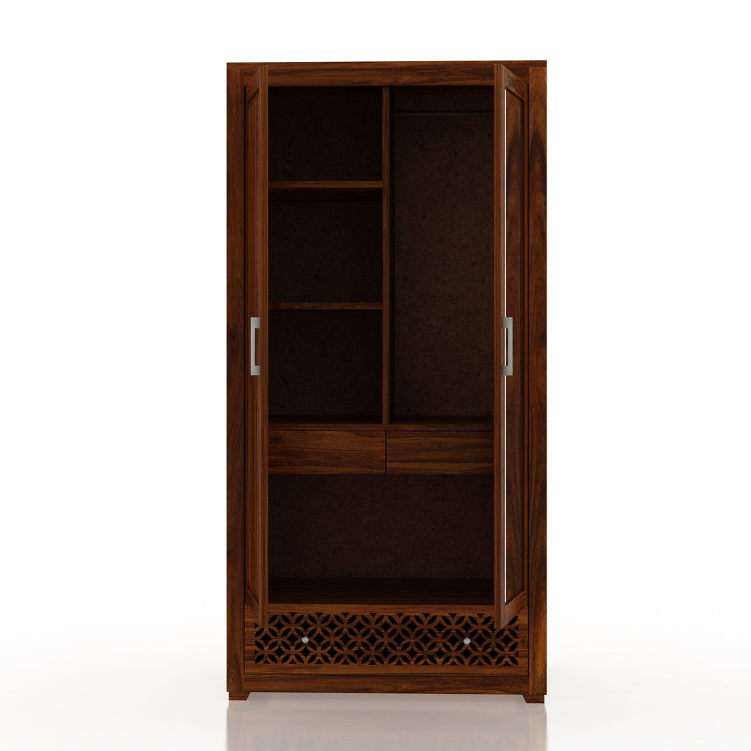 Pilar Jodhpur Solid Sheesham Wood with One Side Mirror Wardrobe