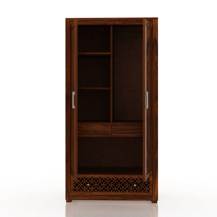 Pilar Jodhpur Solid Sheesham Wood with One Side Mirror Wardrobe