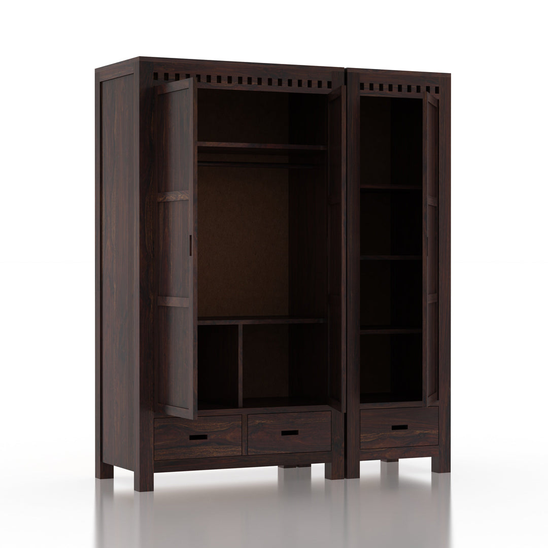 Rafaela Solid Sheesham Wood Dual Wardrobe/Almirah