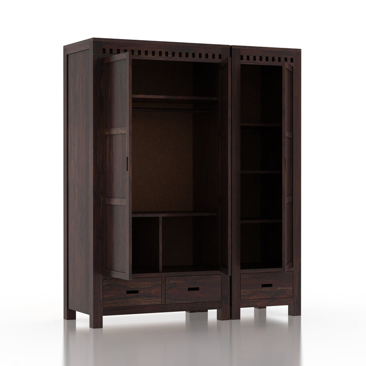Rafaela Solid Sheesham Wood Dual Wardrobe/Almirah