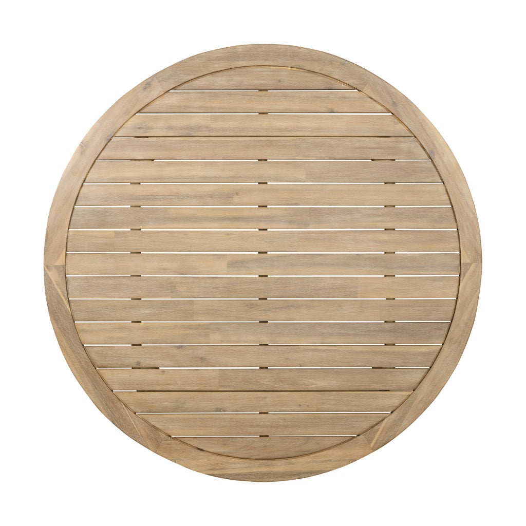 Aisha Outdoor Rounded Solid Wood Coffee Table